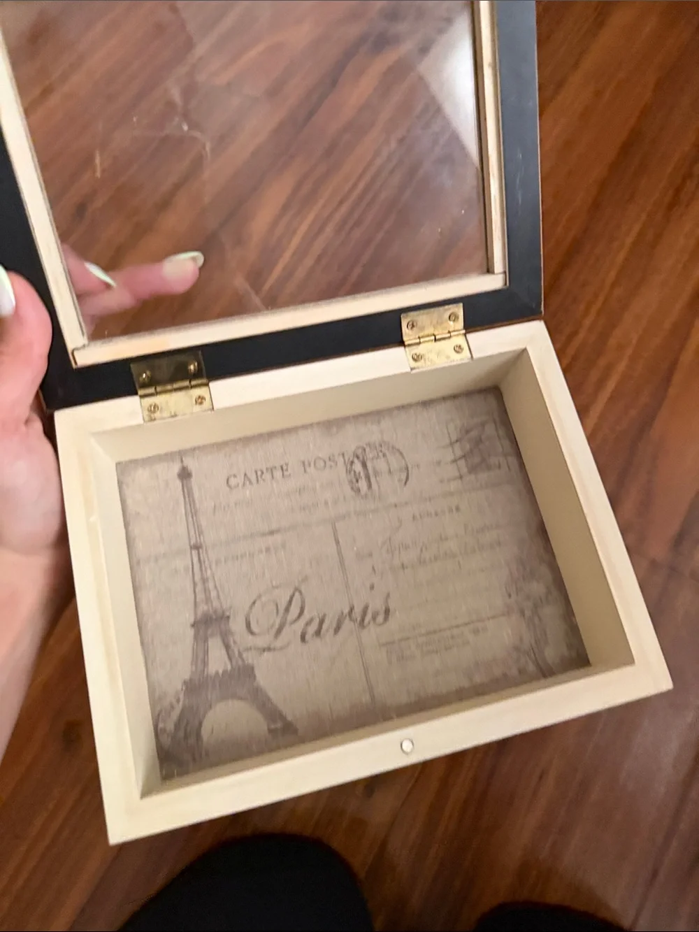 Classic Paris Glass-Top Decorative Keepsake Box - Cream